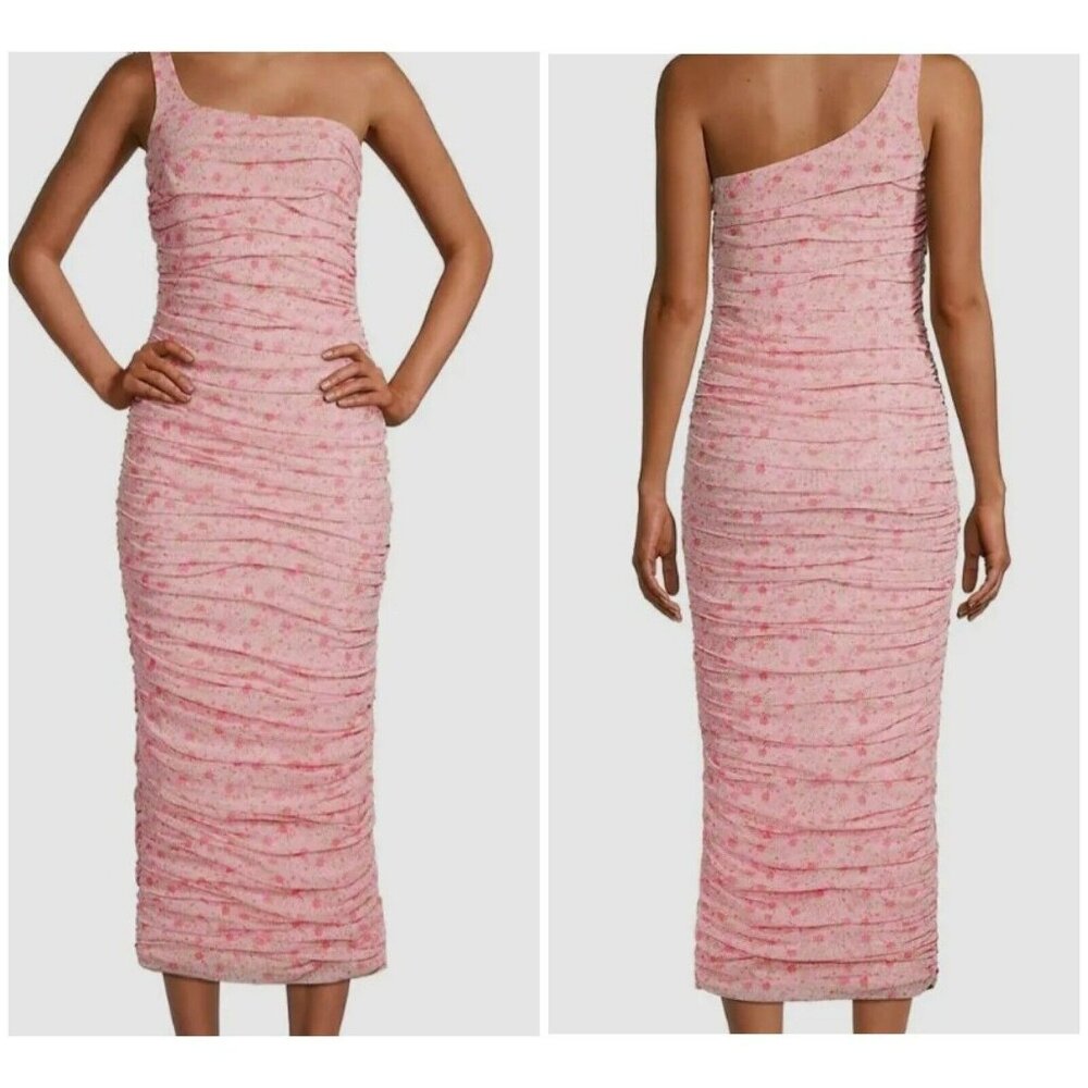 Likely Women's Pink Gathered One-Shoulder Midi Dress